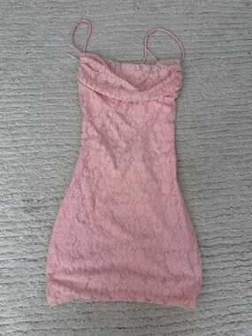 pink lace mini dress